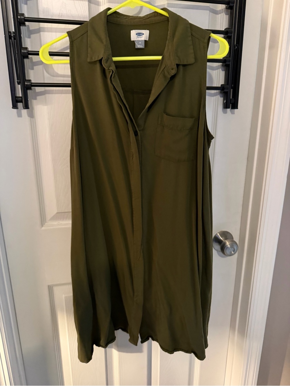 Old Navy Olive Green Sleeveless Shirt Dress